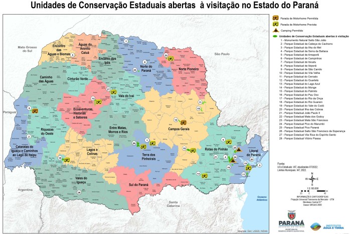 Para alavancar turismo ambiental, IAT disponibiliza mapa com Unidades de Conservação