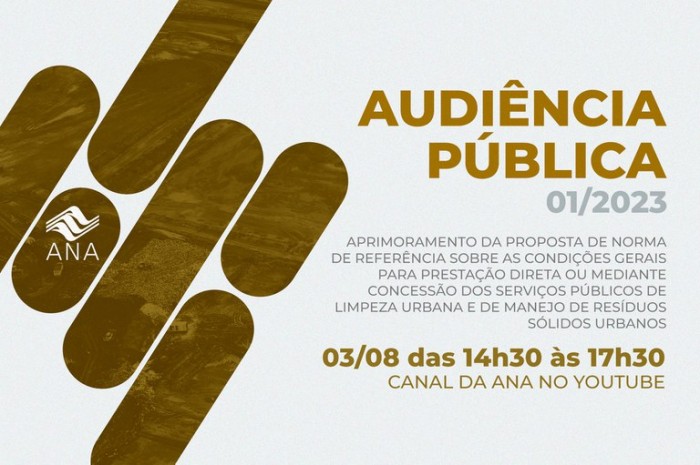 Sociedade poderá enviar perguntas para audiência pública da ANA sobre norma de referência para serviços públicos de limpeza e manejo de resíduos sólidos até 1º de agosto