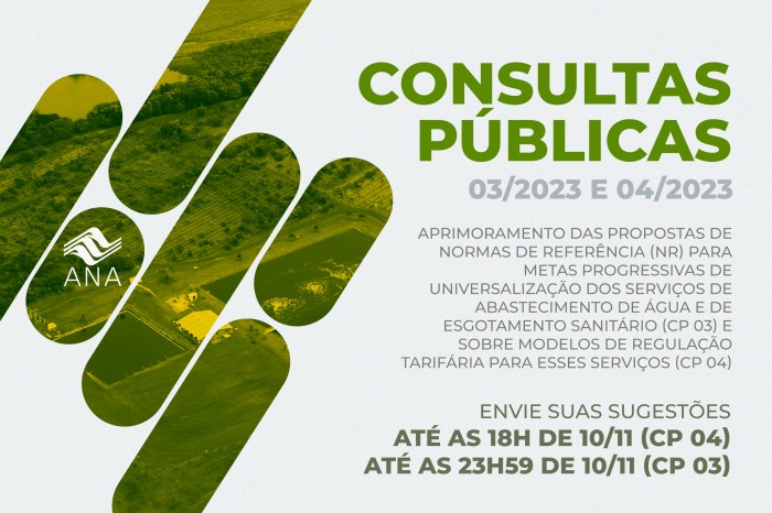 Consultas públicas sobre metas de universalização e regulação tarifária de serviços públicos de saneamento básico são prorrogadas até 10 de novembro