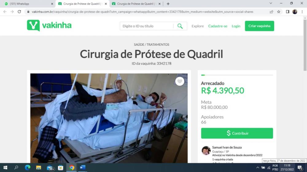 Morador de Guapiaçu faz vaquinha virtual para cirurgia; precisa de R$ 80 mil